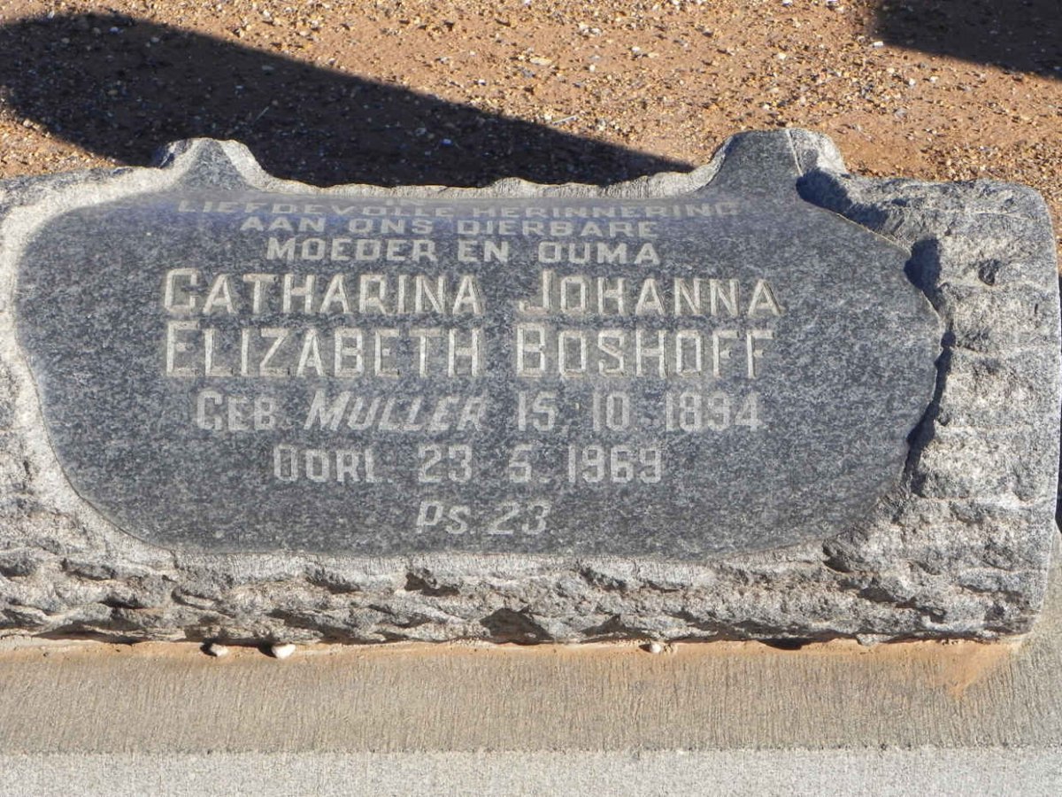 BOSHOFF Catharina Johanna Elizabeth nee MULLER 1894-1969