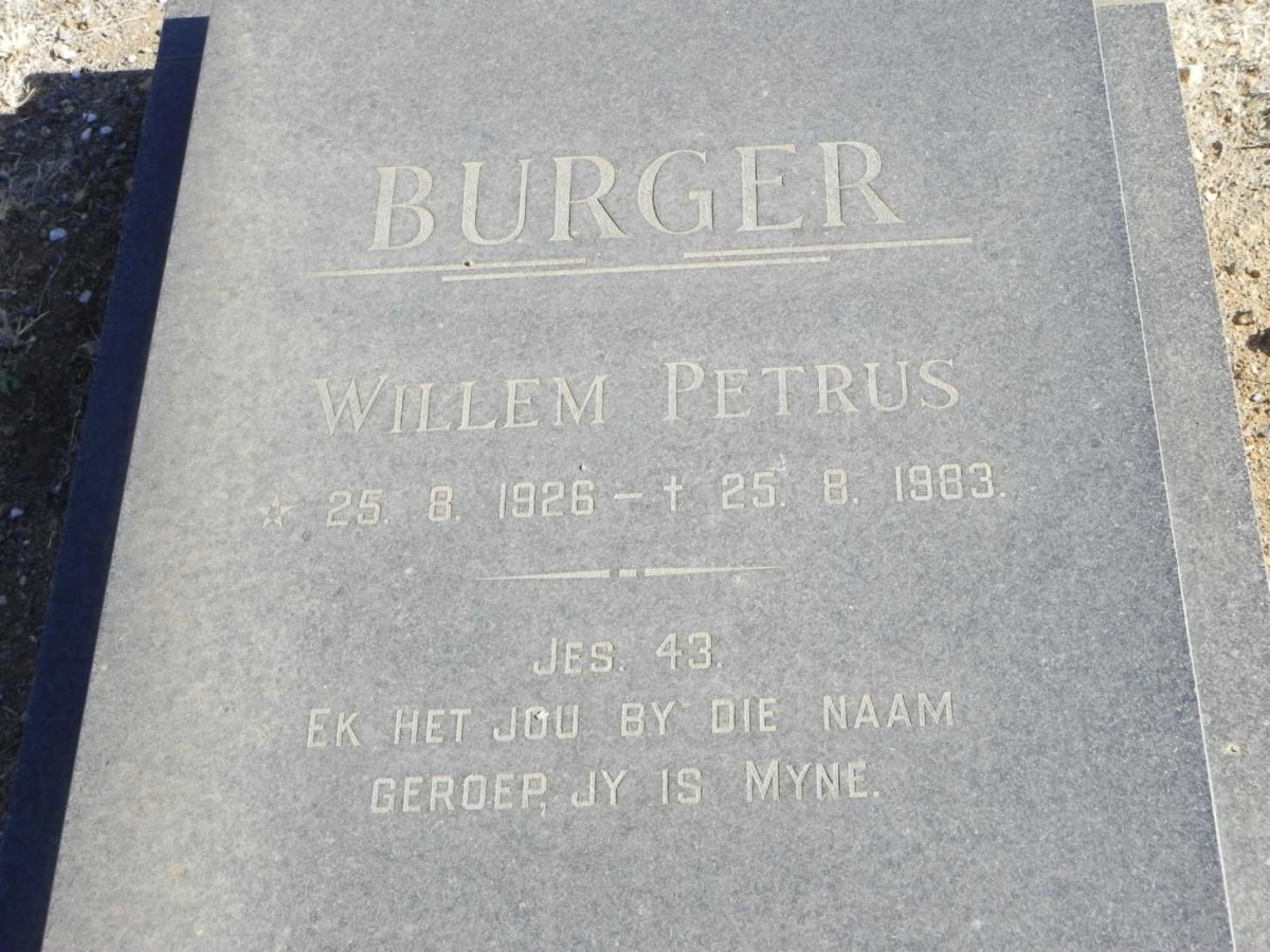 BURGER Willem Petrus 1926-1983