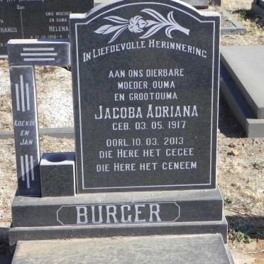 BURGER Jacoba Adriana 1917-2013