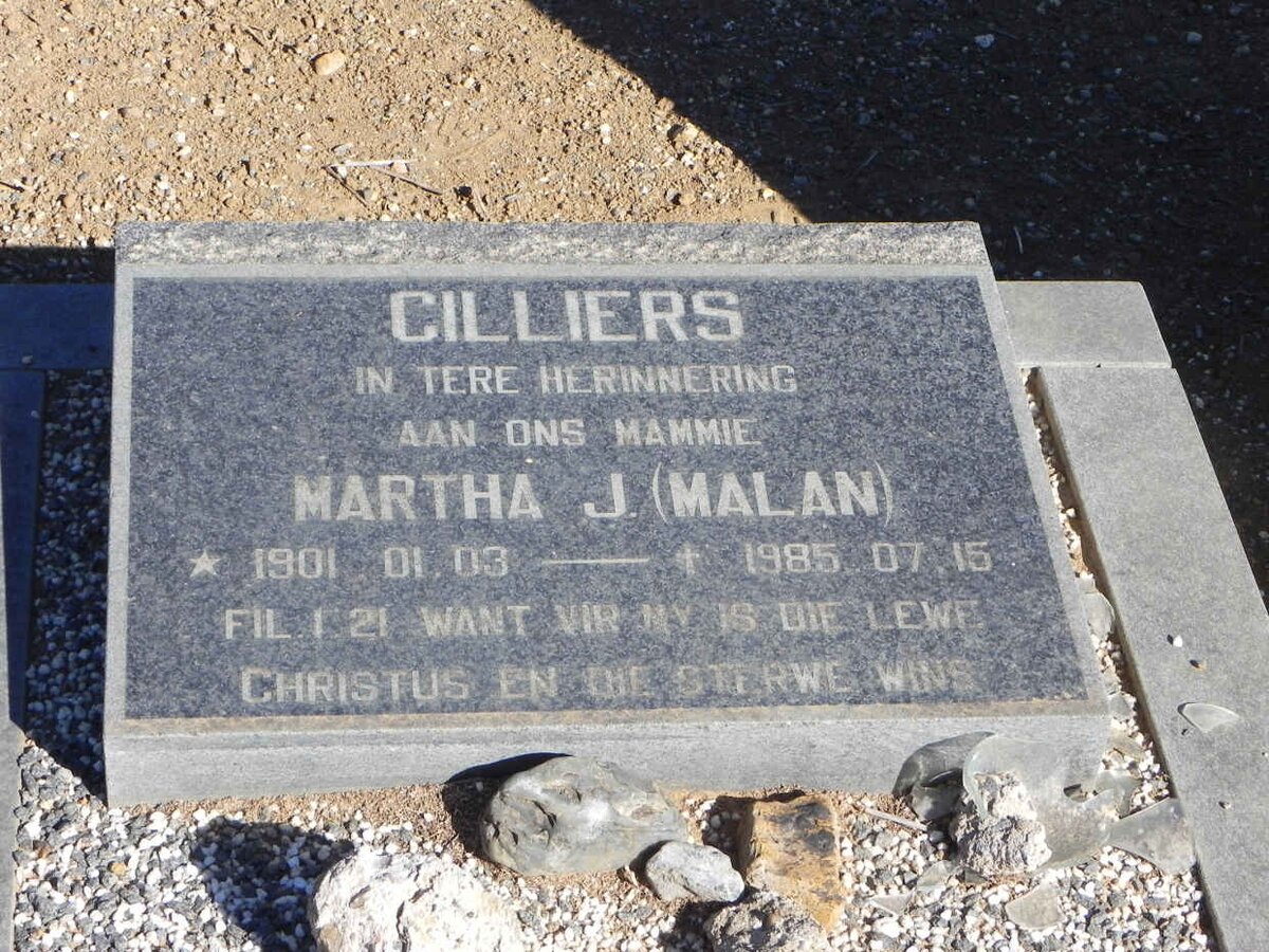 CILLIERS Martha J. MALAN 1901-1985