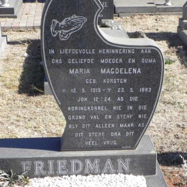 FRIEDMAN Maria Magdalena nee KORSTEN 1915-1983