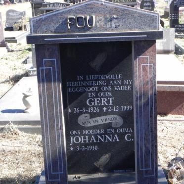 FOURIE Gert 1926-1999 &amp; Johanna C. 1930-
