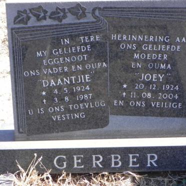 GERBER Daantjie 1924-1987 &amp; Joey 1924-2004