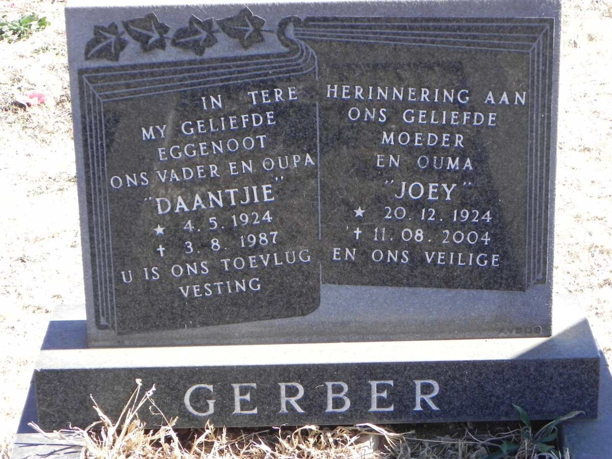 GERBER Daantjie 1924-1987 &amp; Joey 1924-2004