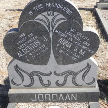 JORDAAN Albertus J. 1926-1995 &amp; Anna S.M. 1930-1981