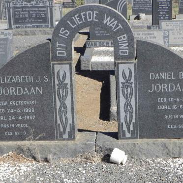 JORDAAN Daniel B. 1890-1960 &amp; Elizabeth J.S. PRETORIUS 1888-1957