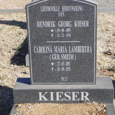 KIESER Hendrik Georg 1895-1974 &amp; Carolina Maria Lambertha SMITH 1891-1975