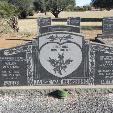 RENSBURG Willem Abraham, Janse van 1898-1965 &amp; Susara Margaretha MULDER 1896-1978