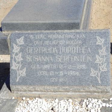 SERFONTEIN Gertruida Dorothea Susanna nee BRITS 1881-1954