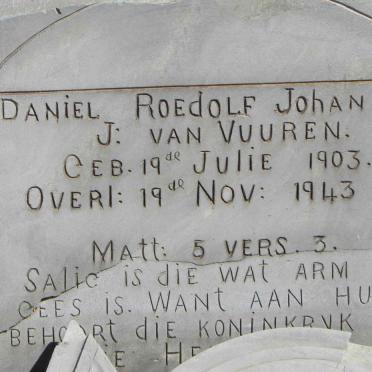 VUUREN Daniel Roedolf Johannis, J. van 1903-1943