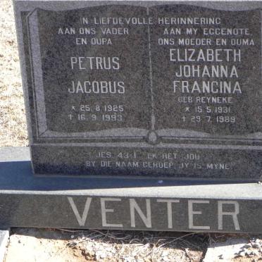 VENTER Petrus Jacobus 1925-1993 &amp; Elizabeth Johanna Francina REYNEKE 1931-1989