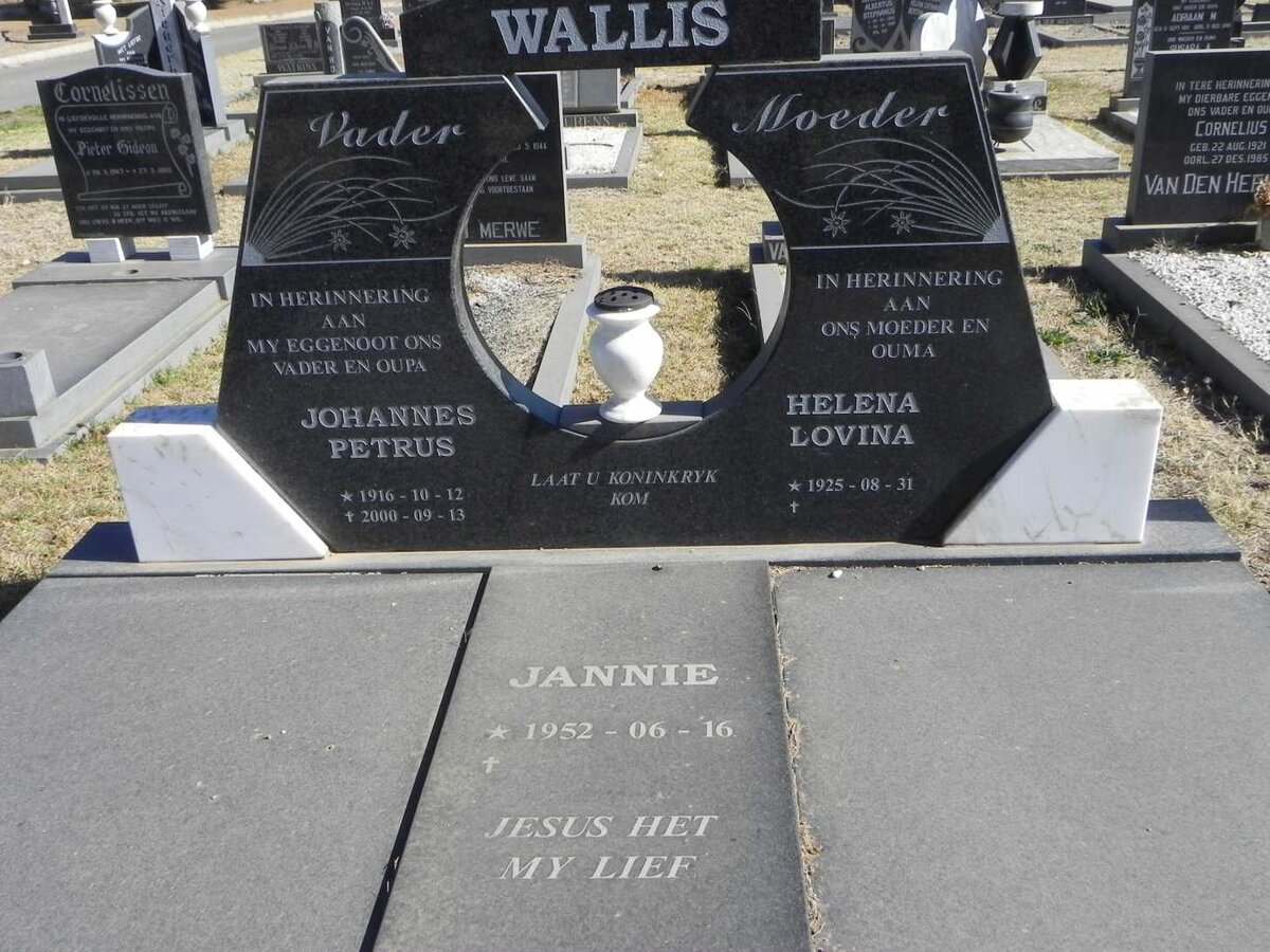 WALLIS Johannes Petrus 1916-2000 &amp; Helena Lovina 1925- :: WALLIS Jannie 1952-