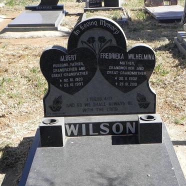 WILSON Albert 1928-1997 &amp; Fredrieka Wilhelmina 1932-2010