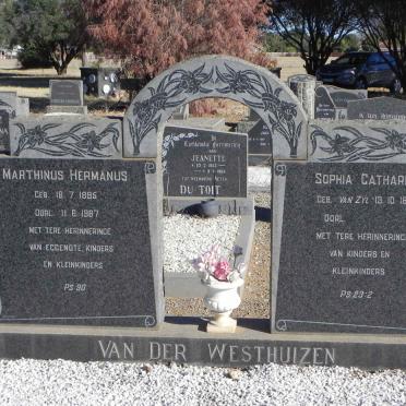 WESTHUIZEN Marthinus Hermanus, van der 1895-1967 &amp; Sophia Catharina VAN ZYL 1905-