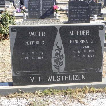 WESTHUIZEN Petrus C. 1916-1994 &amp; Hendrina G. PFAHL 1910-1984
