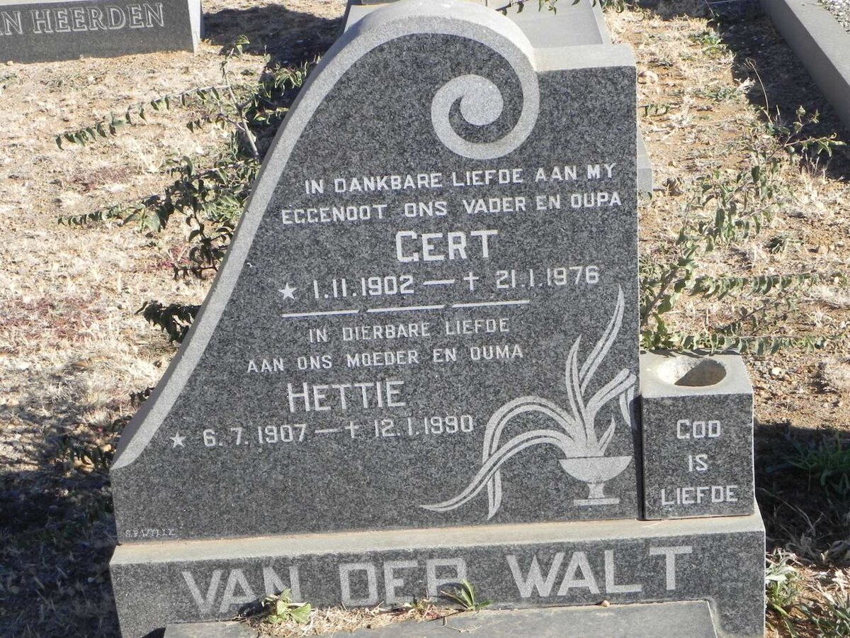 WALT Gert, van der 1902-1976 &amp; Hettie 1907-1990
