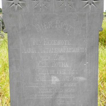 ZYL Maria Magdalena Elisabeth, van nee BOTHA 1857-1932