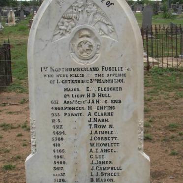 8. Memorial to the 1st Northumberland Fusillers, who were killed at the defence of Lichtenberg 3rd March 1901