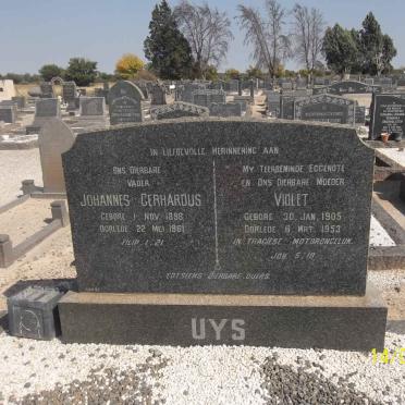 UYS Johannes Gerhardus 1898-1961 &amp; Violet 1905-1953