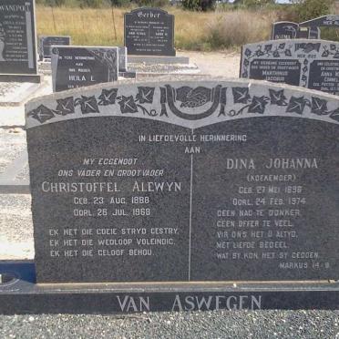 ASWEGEN Christoffel Alewyn, van 1888-1968 &amp; Dina Johanna KOEKEMOER 1896-1974