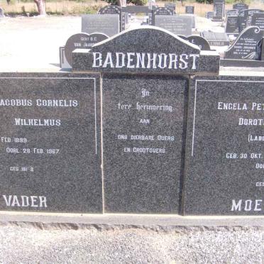 BADENHORST Jacobus Cornelius Wilhelmus 1899-1967 &amp; Engela Petronella LABUSCHAGNE 1905-1983
