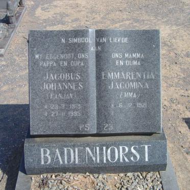 BADENHORST Jacobus Johannes 1919-1995 &amp; Emmarentia Jacomina 1921-