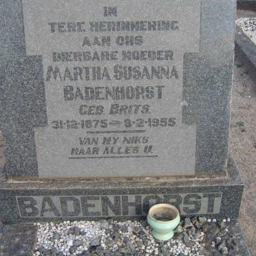 BADENHORST Martha Susanna nee BRITS 1875-1955