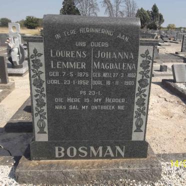 BOSMAN Lourens Lemmer 1875-1952 &amp; Johanna Magdalena NELL 1882-1960