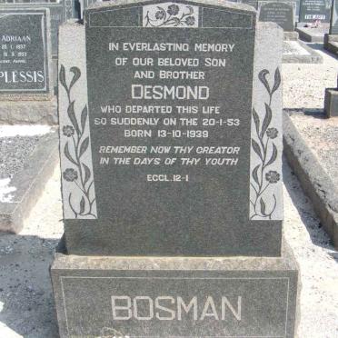 BOSMAN Desmond 1939-1953