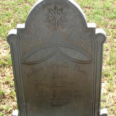 BLOM Beatrice Petronella Maria nee du PREEZ 1898-1919