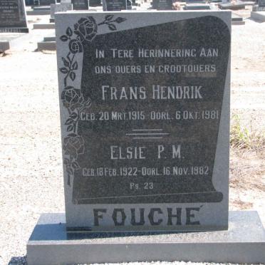 FOUCHÉ Frans Hendrik 1915-1981 &amp; Elsie P.M. 1922-1982