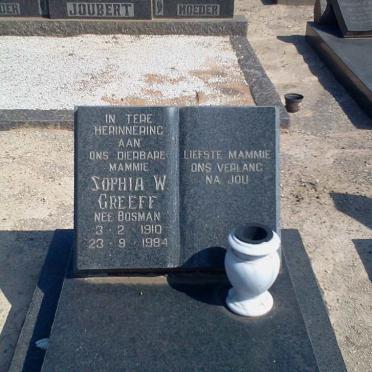 GREEFF Sophia W. nee BOSMAN 1910-1984