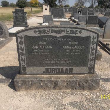 JORDAAN Jan Adriaan 1872-1960 &amp; Anna Jacoba 1868-1954