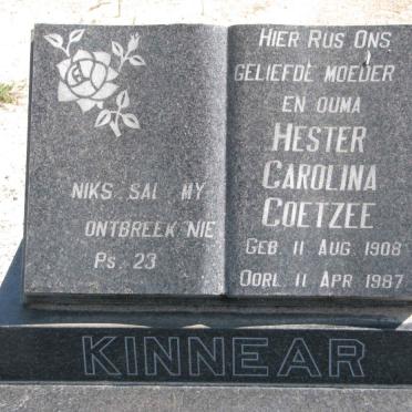 KINNEAR Hester Carolina Coetzee 1908-1987