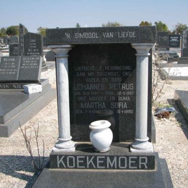 KOEKEMOER Johannes Petrus 1937-1987 &amp; Martha Sofia 1941-1990