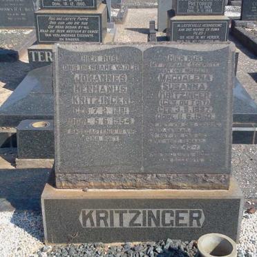 KRITZINGER Johannes Hermanus 1881-1954 &amp; Magdalena Susanna DU TOIT 1887-1950