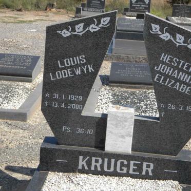 KRUGER Louis Lodewyk 1929-2000 &amp; Hester Johanna Elizabeth 1933-