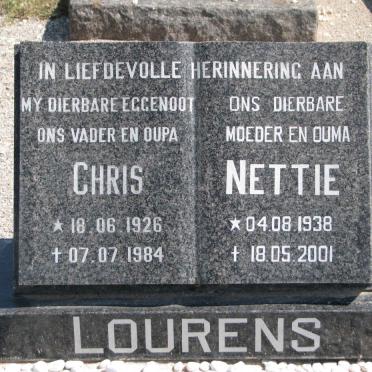 LOURENS Chris 1926-1984 &amp; Nettie 1938-2001