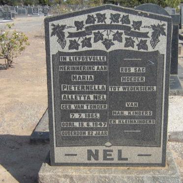 NEL Maria Pieternella Aletta nee VAN TONDER 1865-1947