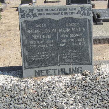 NEETHLING Hendrik Ludolph 1864-1940 &amp; Maria Aletta BOSMAN 1868-1943