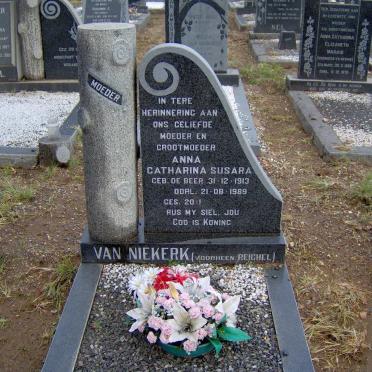 NIEKERK Anna Catharina Susara, van, voorheen Reichel, nee DE BEER 1913-1989