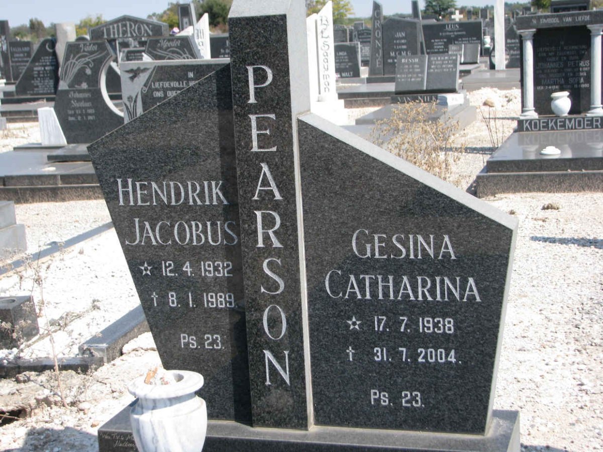 PEARSON Hendrik Jacobus 1932-1989 &amp; Gesina Catharina 1938-2004