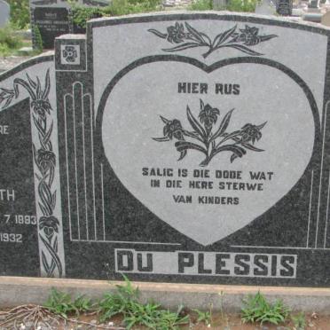 PLESSIS Johannes Petrus, du 1872-1924 &amp; Maria Elizabeth VISSER 1883-1932