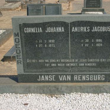 RENSBURG Andries Jacobus, Janse van 1886-1939 &amp; Cornelia Johanna 1892-1975