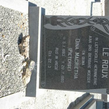 ROUX Dina Magrietha, le nee PIETERSE 1883-1980