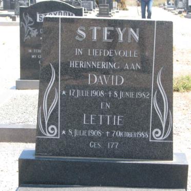 STEYN David 1908-1982 &amp; Lettie 1908-1988