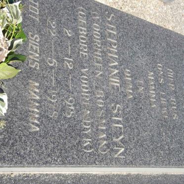 STEYN Stephanie voorheen BOSMAN nee VOORENDYK 1918-1978