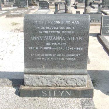 STEYN  Anna Suzanna nee DE VILLIERS 1878-1958