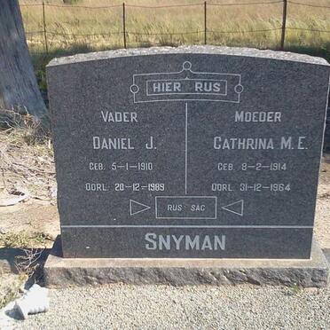 SNYMAN Daniel J. 1910-1989 &amp; Cathrina M.E. 1914-1964