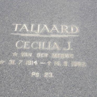 TALJAARD Cecilia J. nee VAN DER MERWE 1914-1992